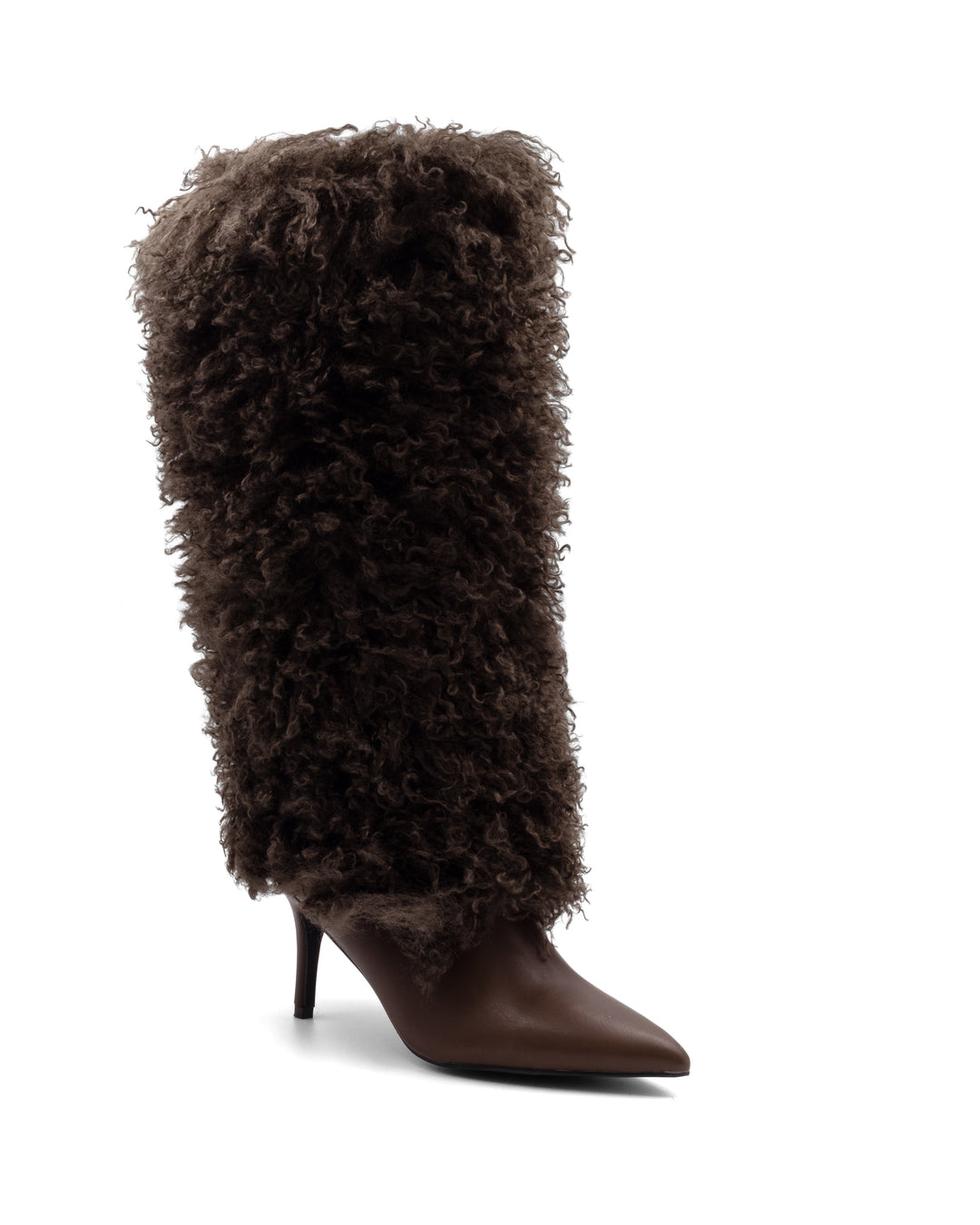Rival Fluffy Stiletto Boot Chocolate