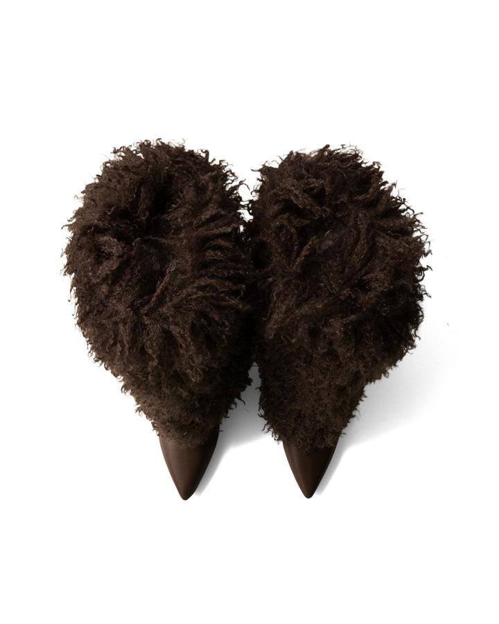 Rival Fluffy Stiletto Boot Chocolate