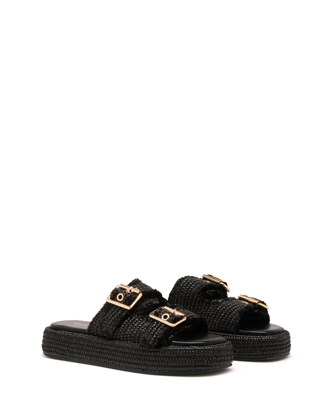 Rustic Flatform Sandal Black Raffia