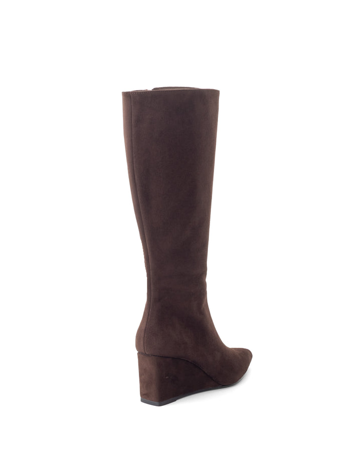 Savannah Wedge Boot Chocolate Faux Suede