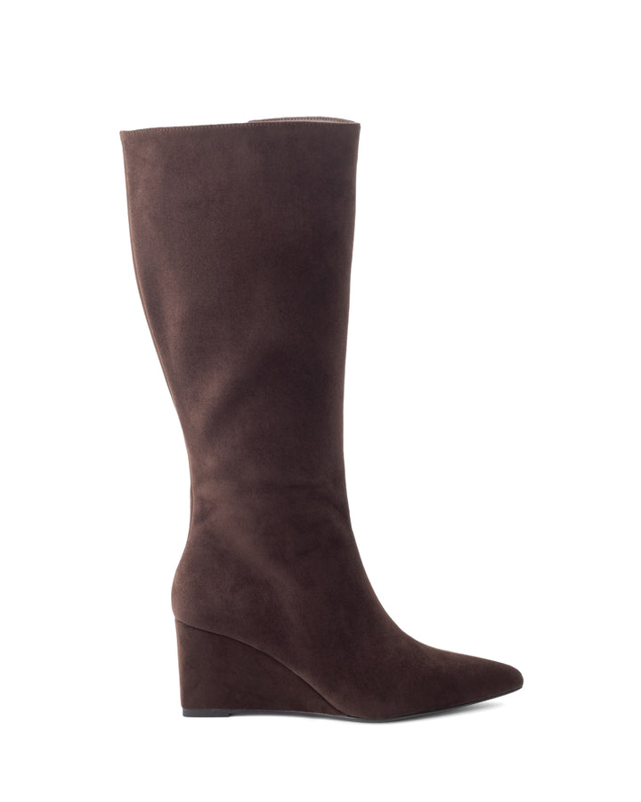 Savannah Wedge Boot Chocolate Faux Suede