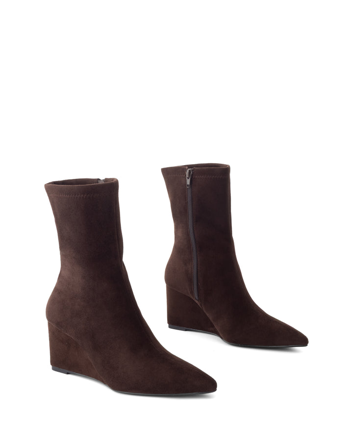 Saviour Wedge Boot Chocolate Faux Suede