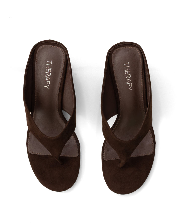 Sera Wedge Thong Chocolate Microsuede