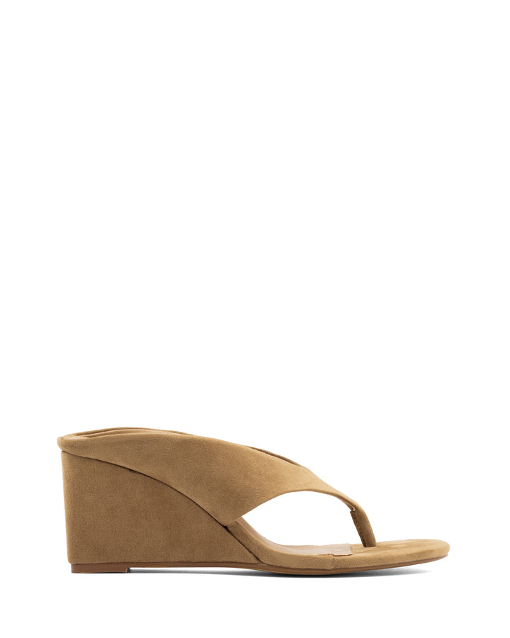 Sera Wedge Thong Wheat Microsuede