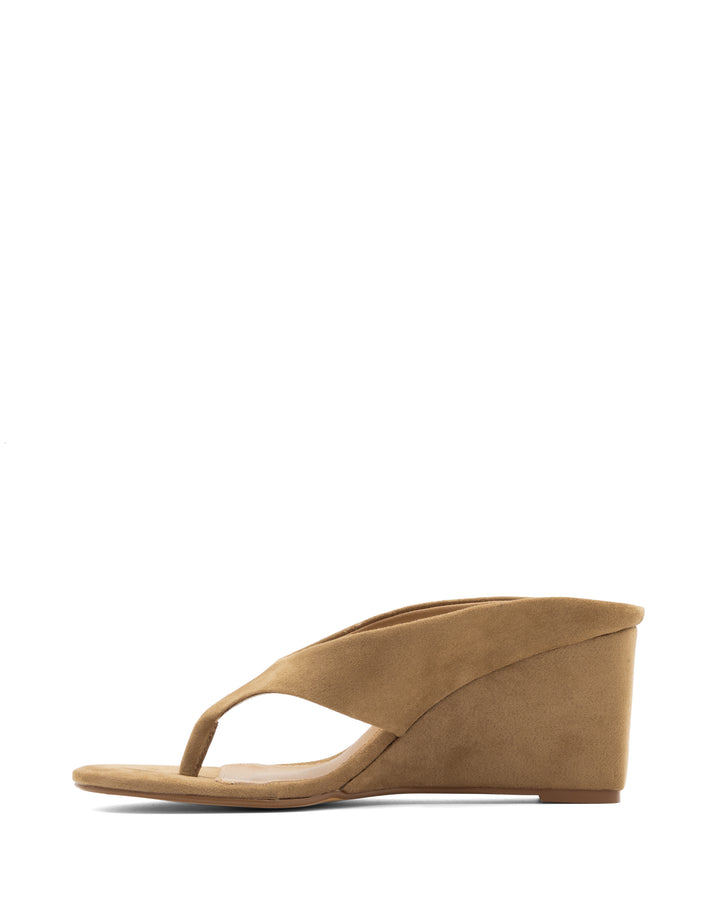 Sera Wedge Thong Wheat Microsuede
