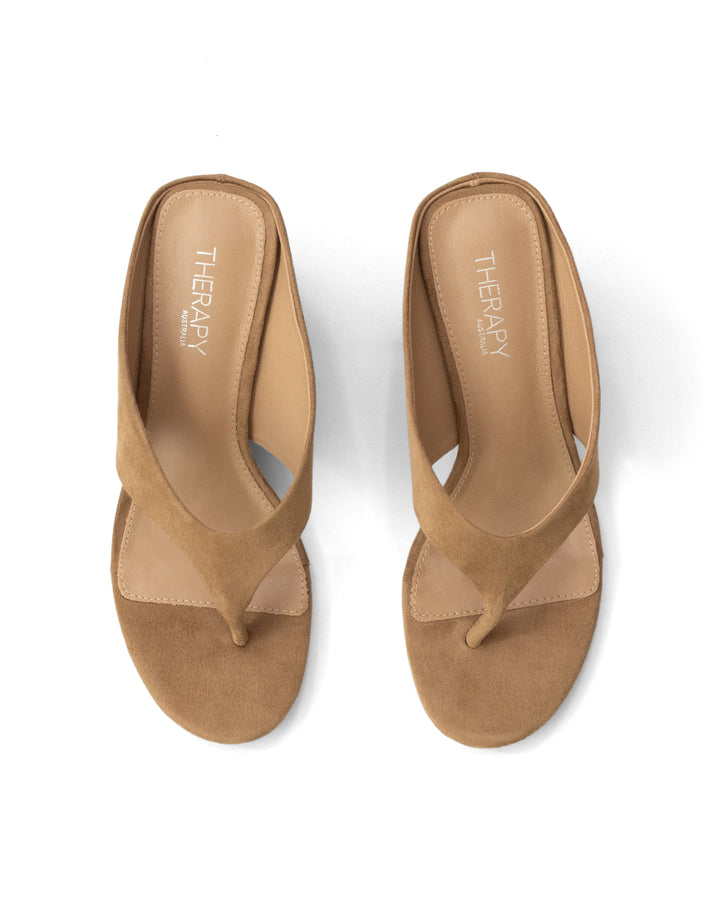 Sera Wedge Thong Wheat Microsuede