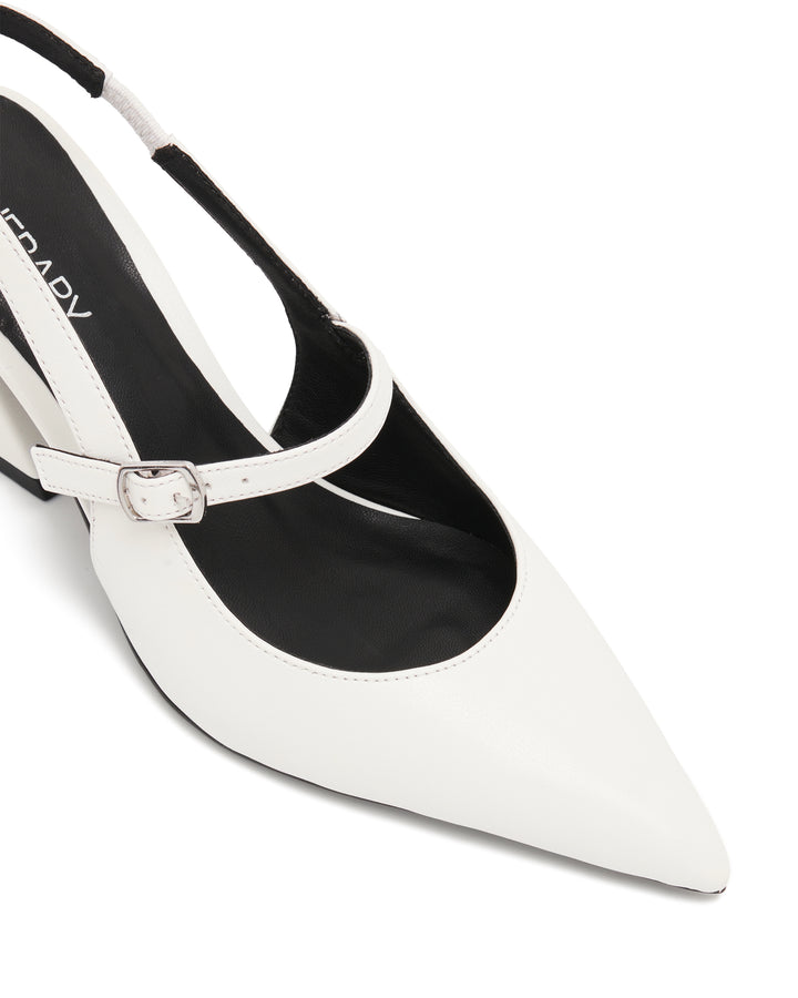 Therapy Shoes Sharp White Smooth | Women's Heels | Pumps | Slingback 
