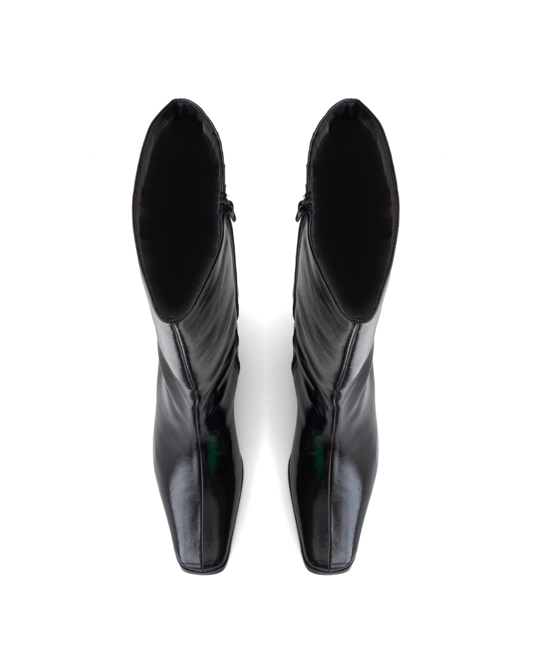 Spicy Tall Boot Black Crinkled Patent