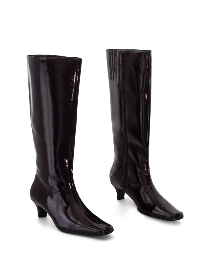 Spicy Tall Boot Port Crinkled Patent