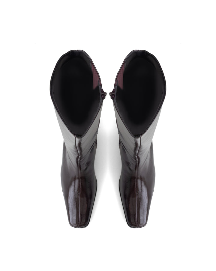 Spicy Tall Boot Port Crinkled Patent