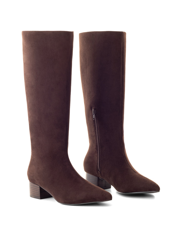 Steevie Tall Boot Chocolate Faux Suede