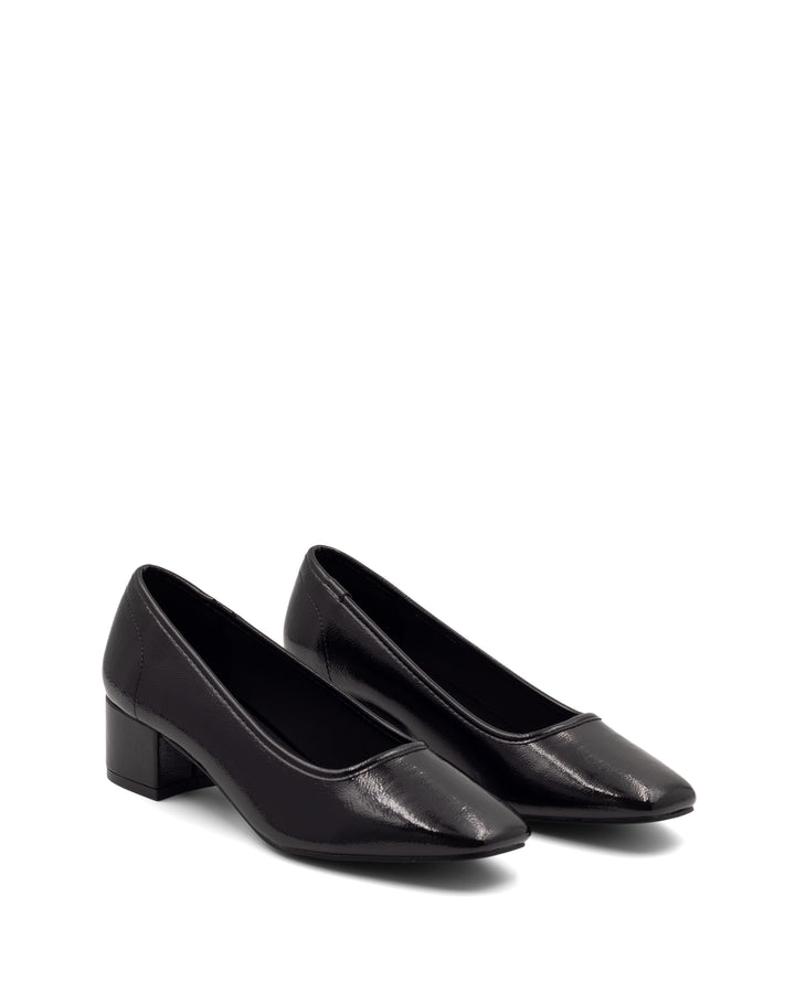Sussex Ballet Heel Black Crinkled Patent
