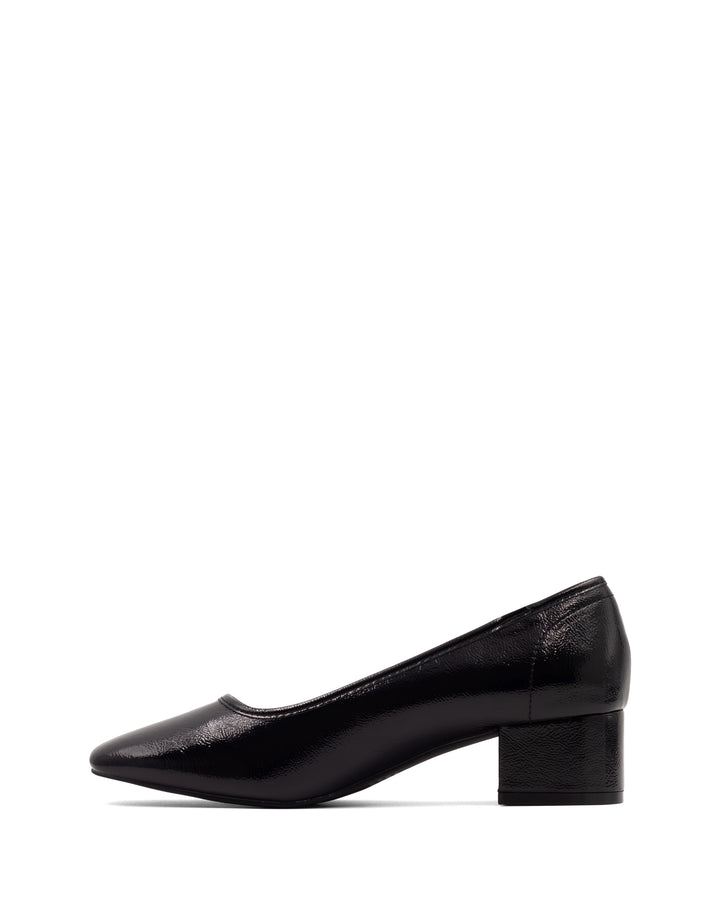 Sussex Ballet Heel Black Crinkled Patent