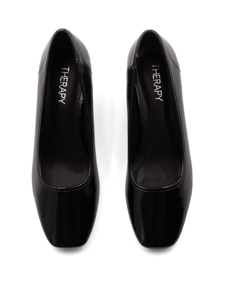 Sussex Ballet Heel Black Crinkled Patent