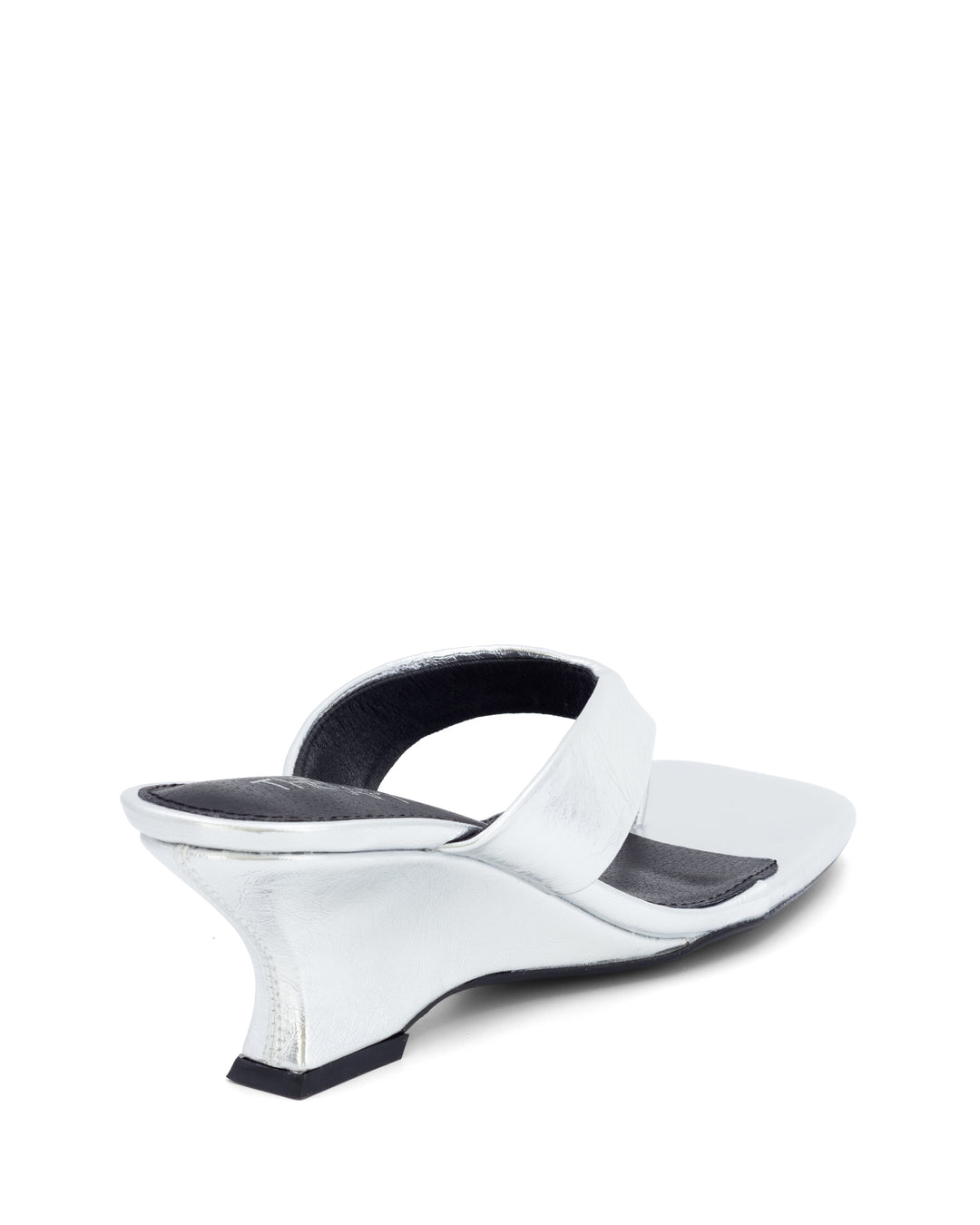 Tease Wedge Thong Silver Crinkled Patent