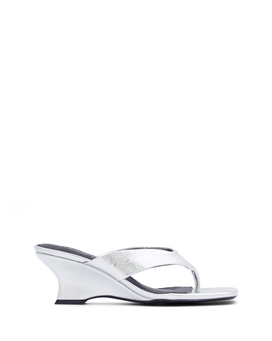 Tease Wedge Thong Silver Crinkled Patent
