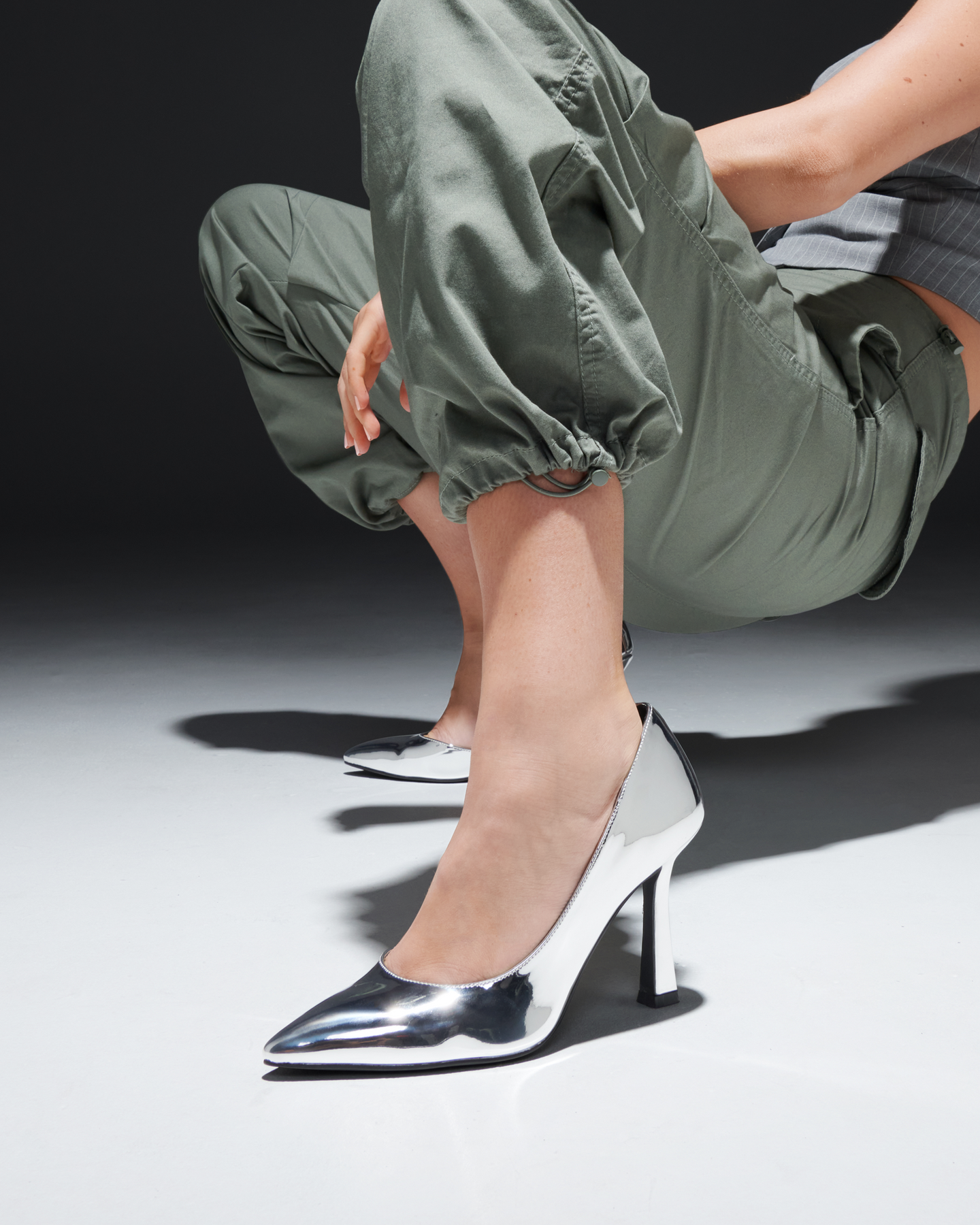 Silver pointed top high heels