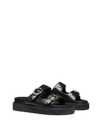 Matilda Pointed Flat Black Patent