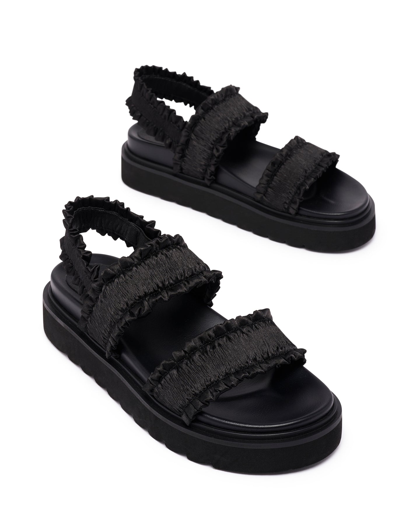 Black satin slides on sale