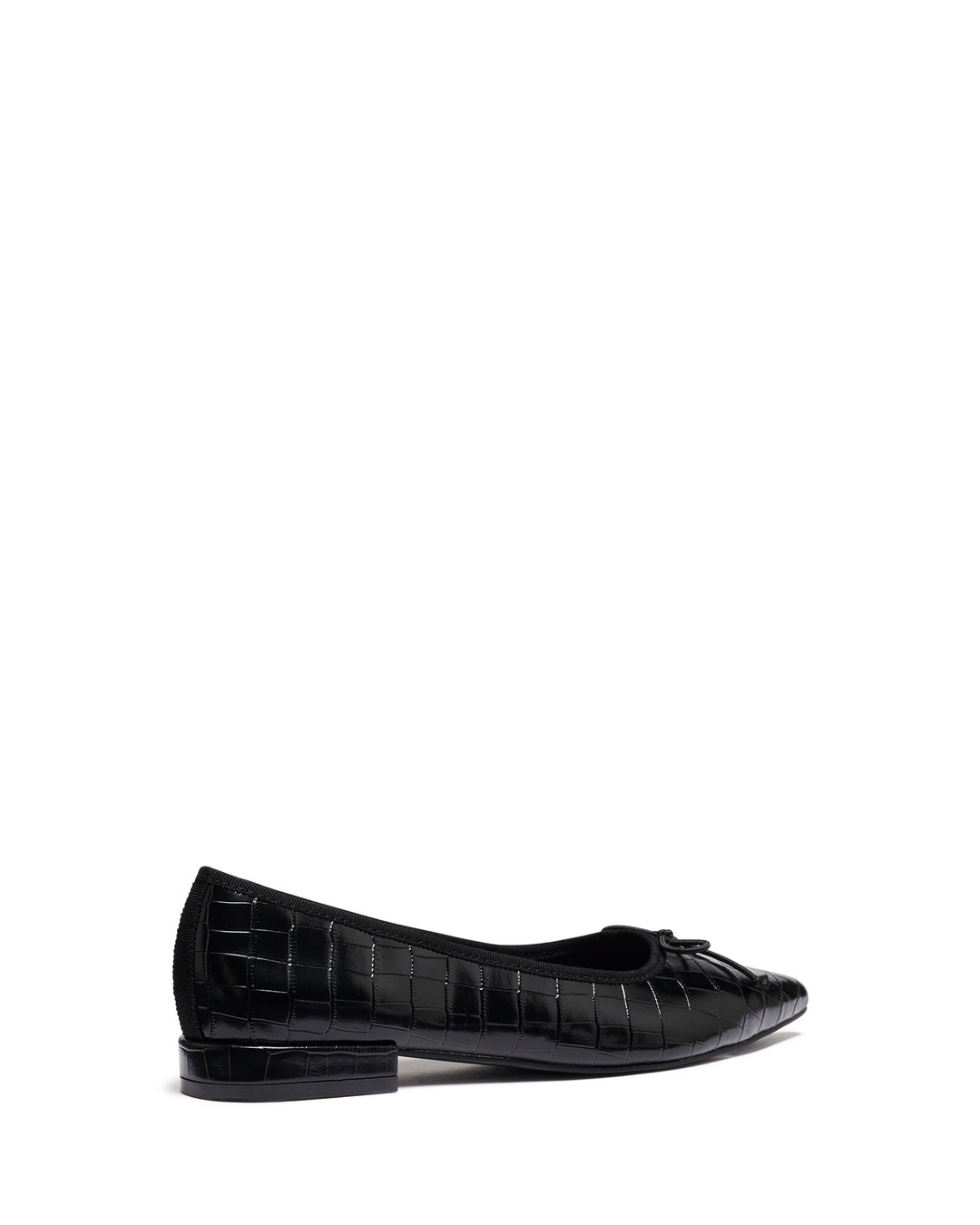 Yazmina Pointed Flat Black Croc