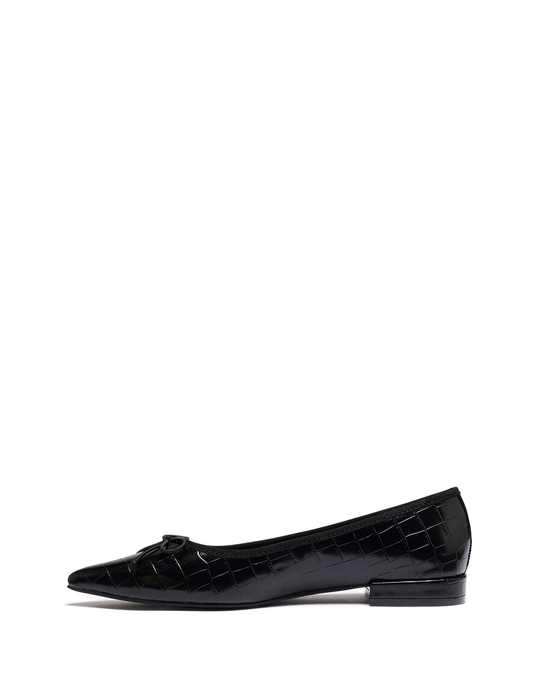 Yazmina Pointed Flat Black Croc