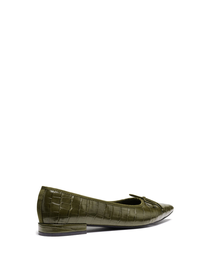Yazmina Pointed Flat Khaki Croc