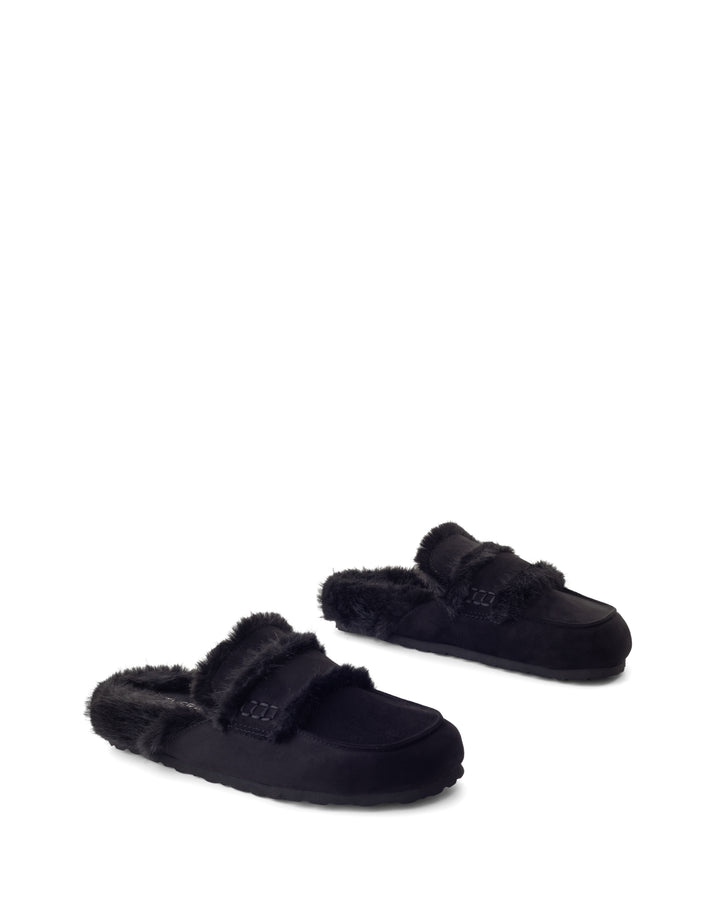 Yuki Mule Black Faux Suede
