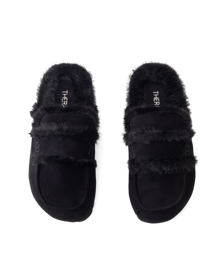 Yuki Mule Black Faux Suede