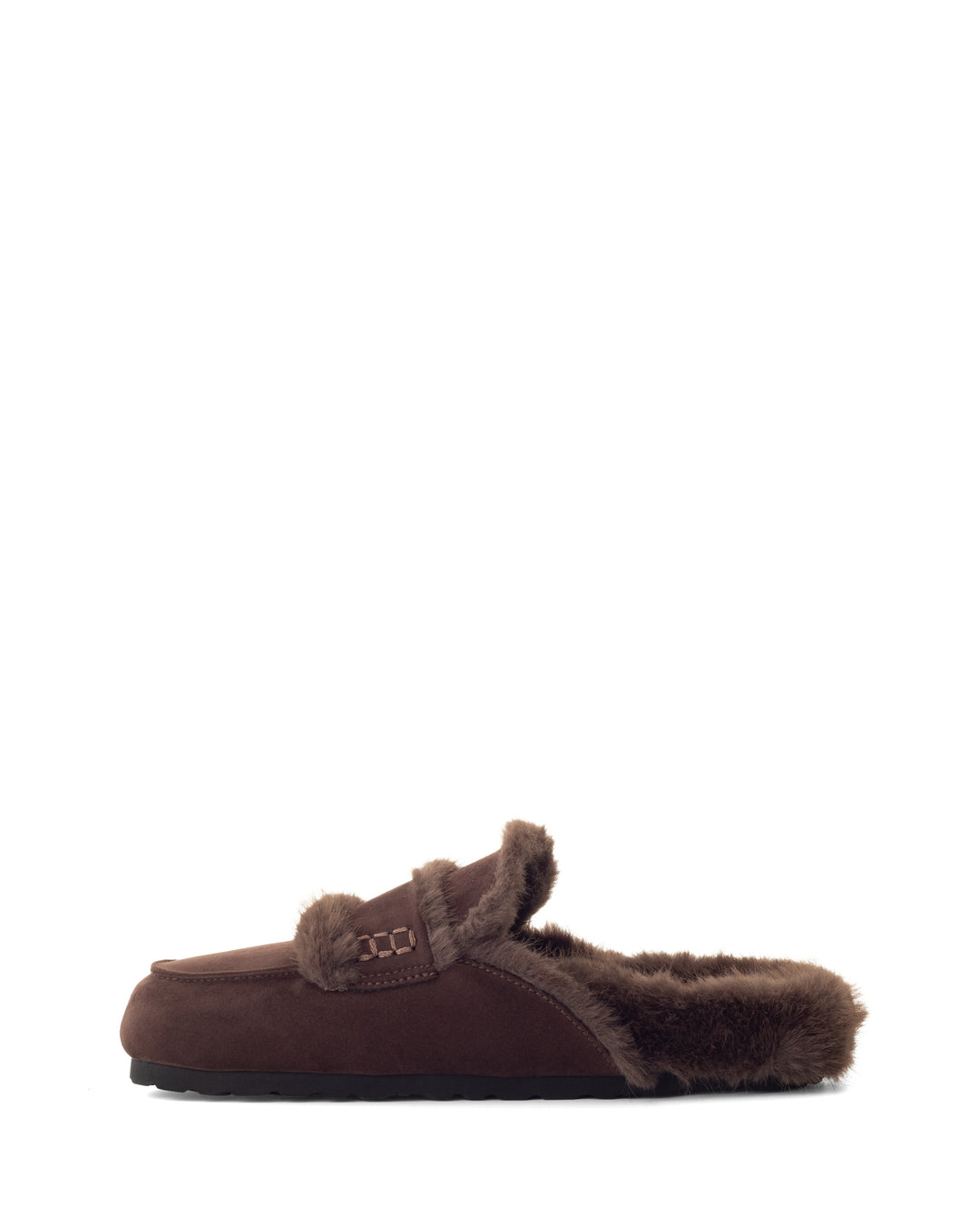 Yuki Mule Chocolate Faux Suede
