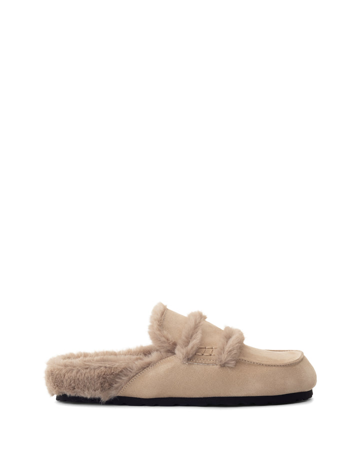Yuki Mule Taupe Faux Suede