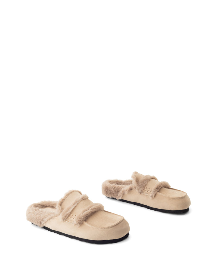 Yuki Mule Taupe Faux Suede