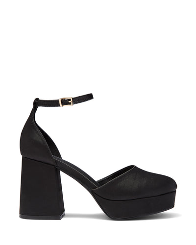 Therapy Shoes Alix Black Satin | Women's Heels | Platform | Block Heel