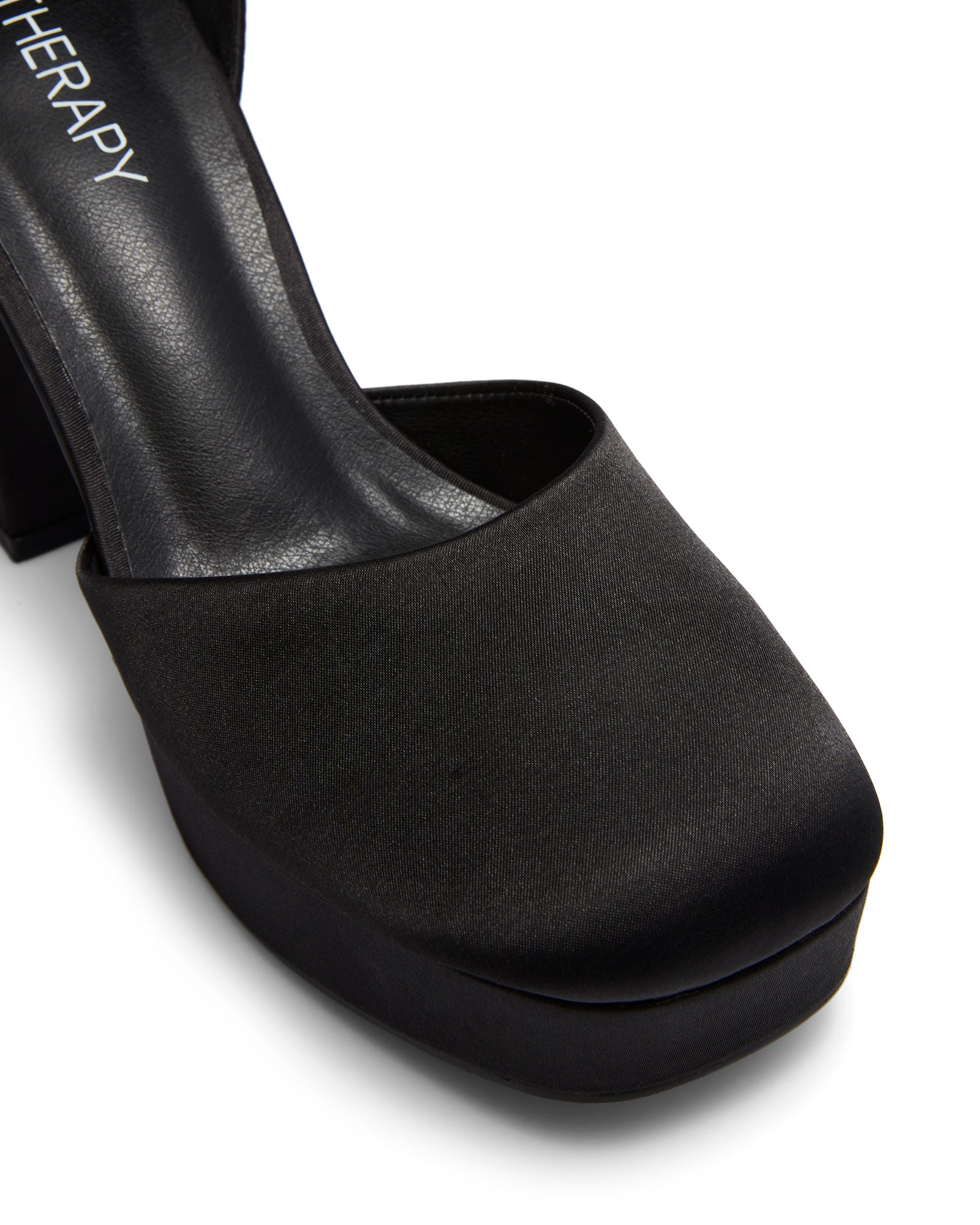 Therapy Shoes Alix Black Satin | Women's Heels | Platform | Block Heel