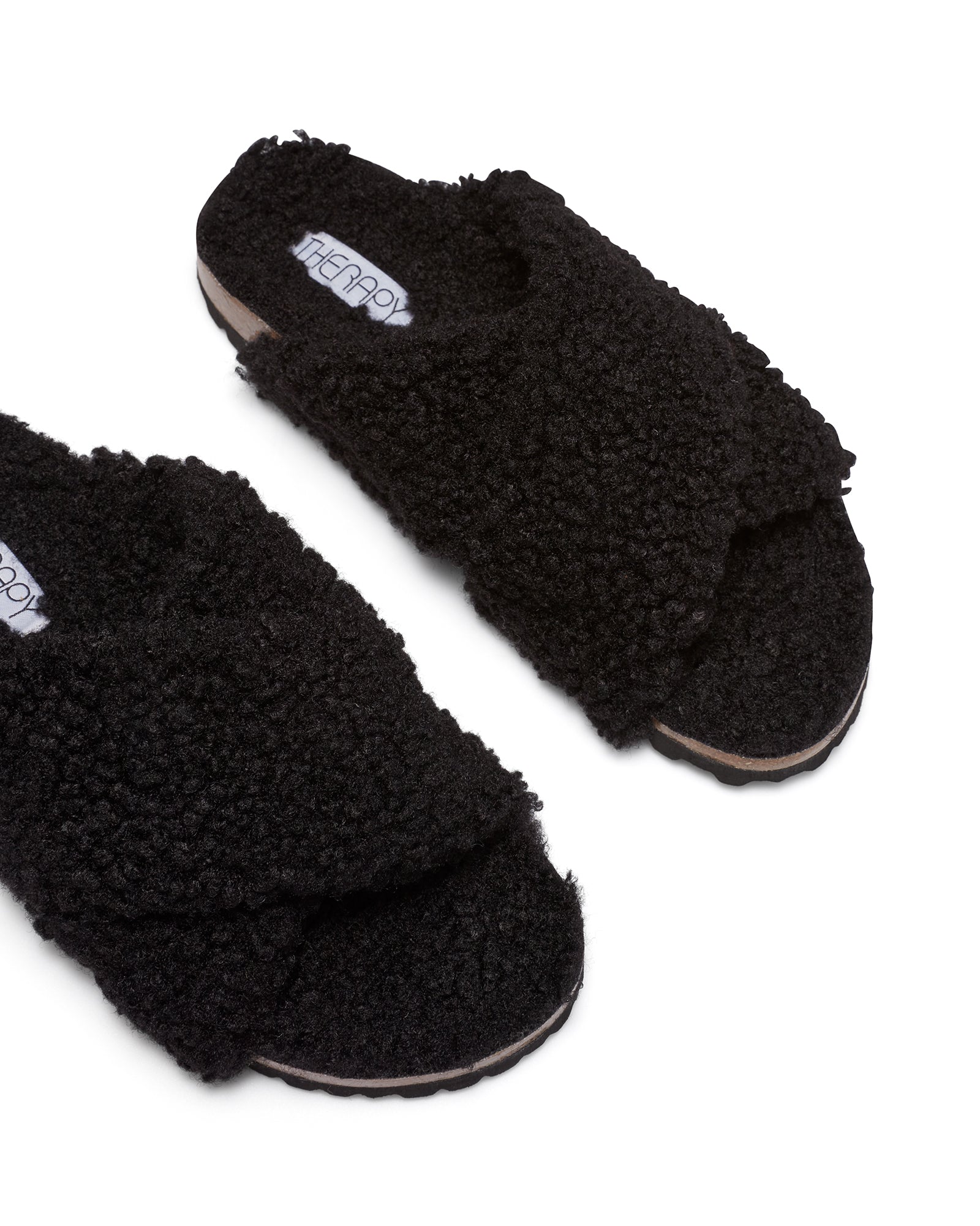 Therapy Shoes Bingley Black | Women's Slides | Sandals | Faux Fur  