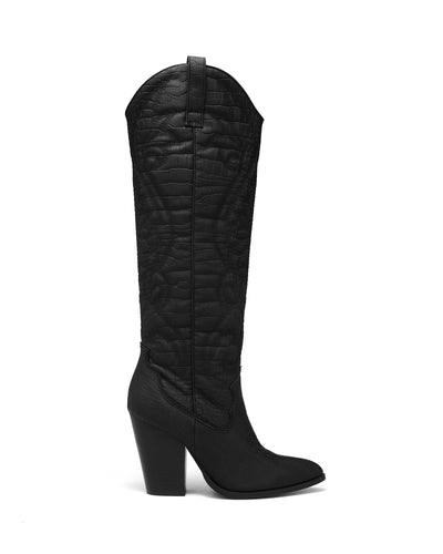 Therapy Shoes Dutchess Black Croc | Women's Boots | Western | Knee High | Tall