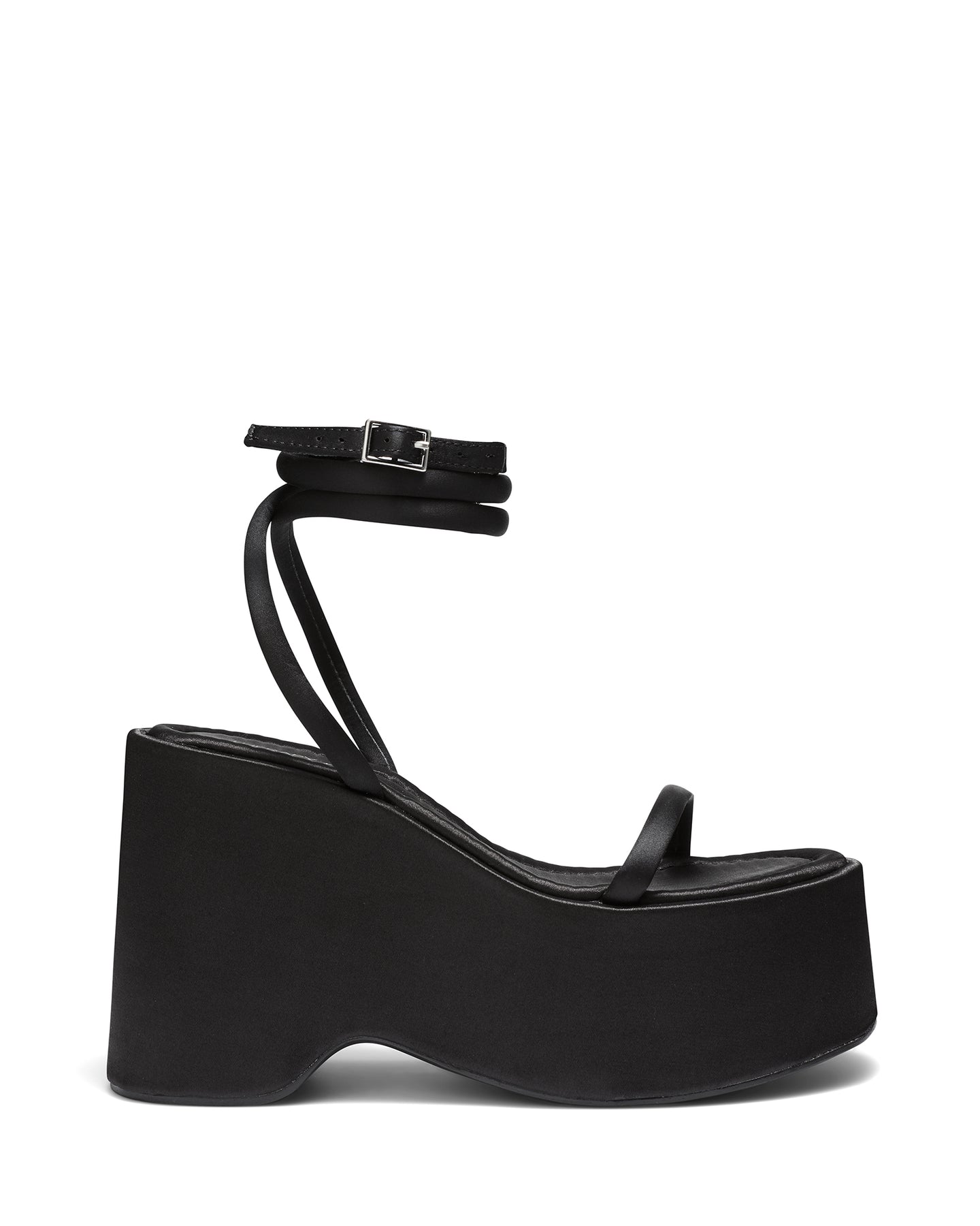 Black satin clearance wedge shoes
