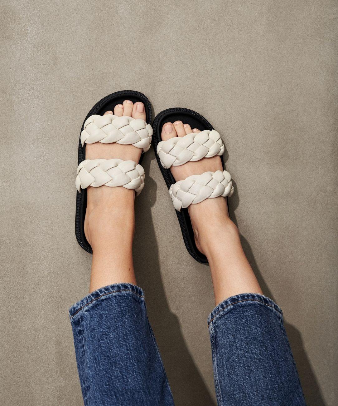 Therapy Shoes Elle Cream | Women's Sandals | Slides | Flatform | Woven