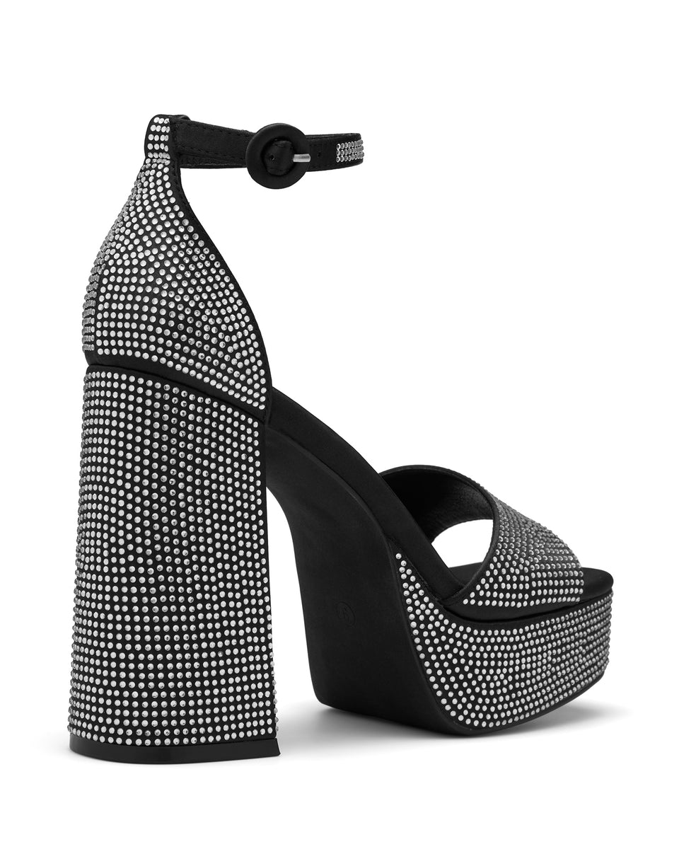 Therapy Shoes Moda Black Satin Women's Heels Sandals Platform