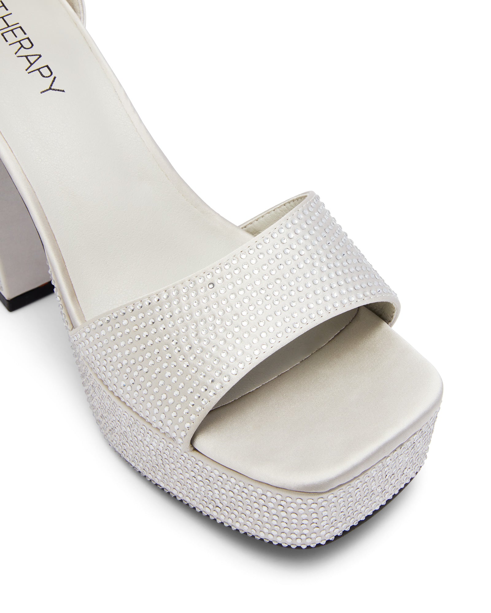 Therapy Shoes Moda Silver Satin | Women's Heels | Sandals | Platform | Rhinestone