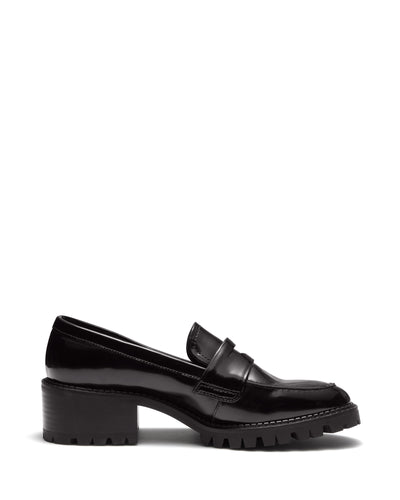 Therapy Shoes Rex Black High Shine | Women's Loafers | Heels | Chunky
