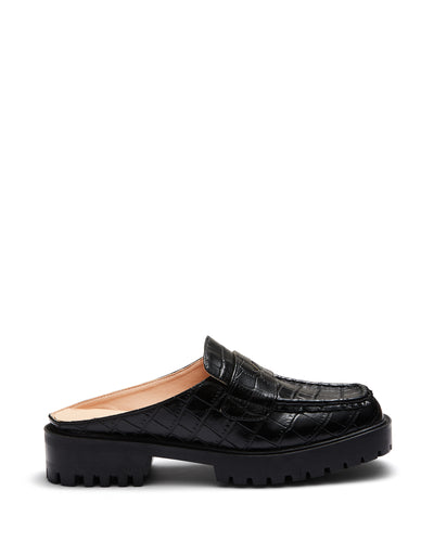 Therapy Shoes Royal Black Croc | Women's Loafers | Flats | Square Toe