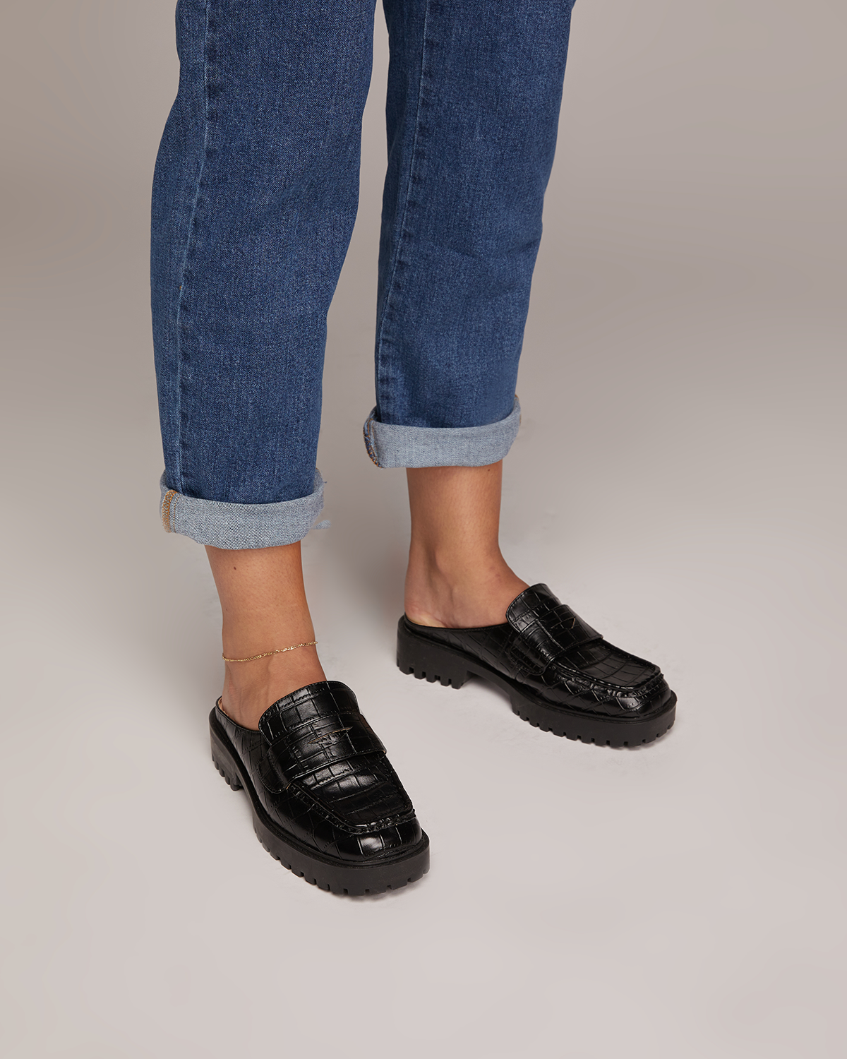Therapy Shoes Royal Black Croc | Women's Loafers | Flats | Square Toe