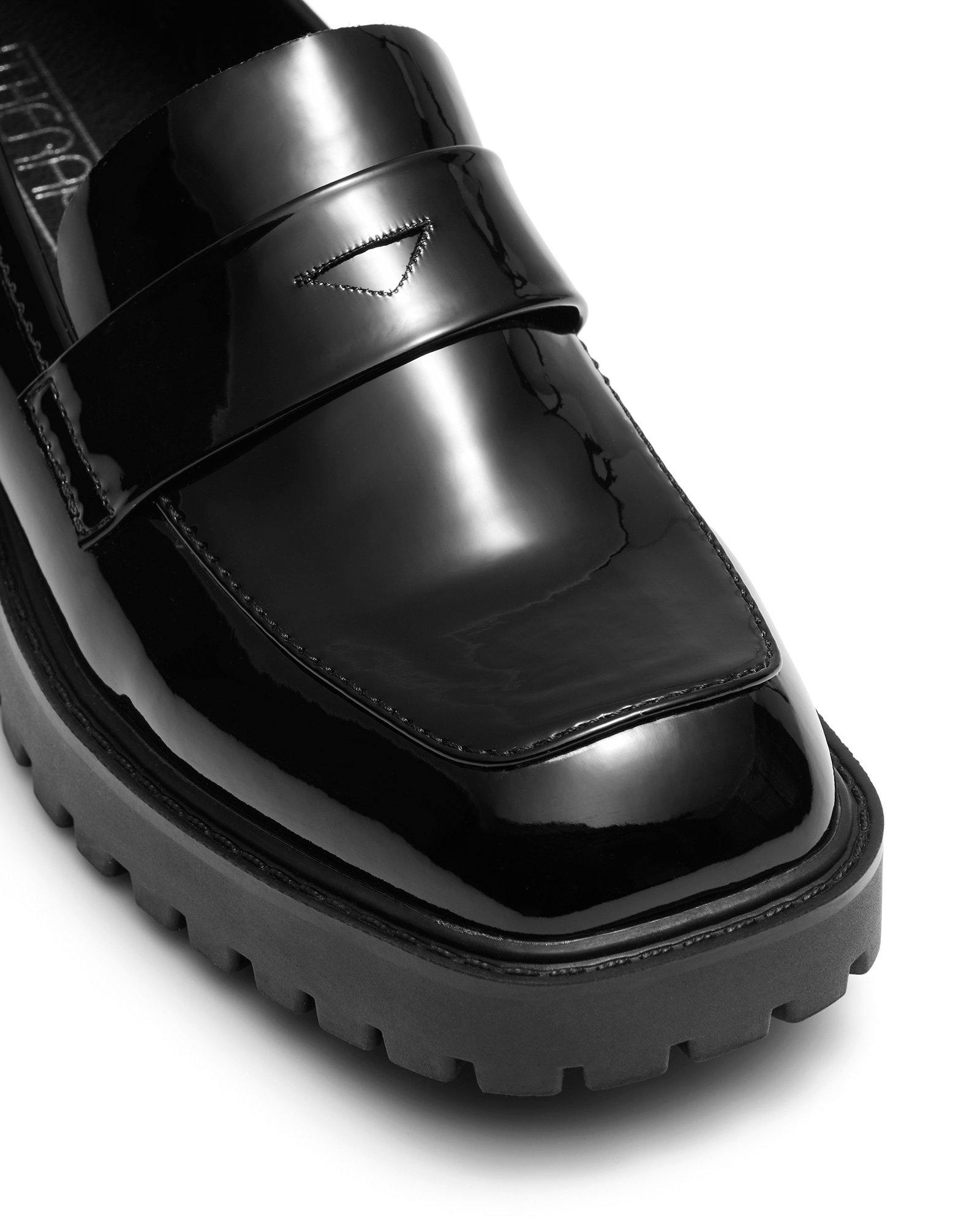 Therapy Shoes Royce Black High Shine | Women's Loafers | Flats | Square Toe