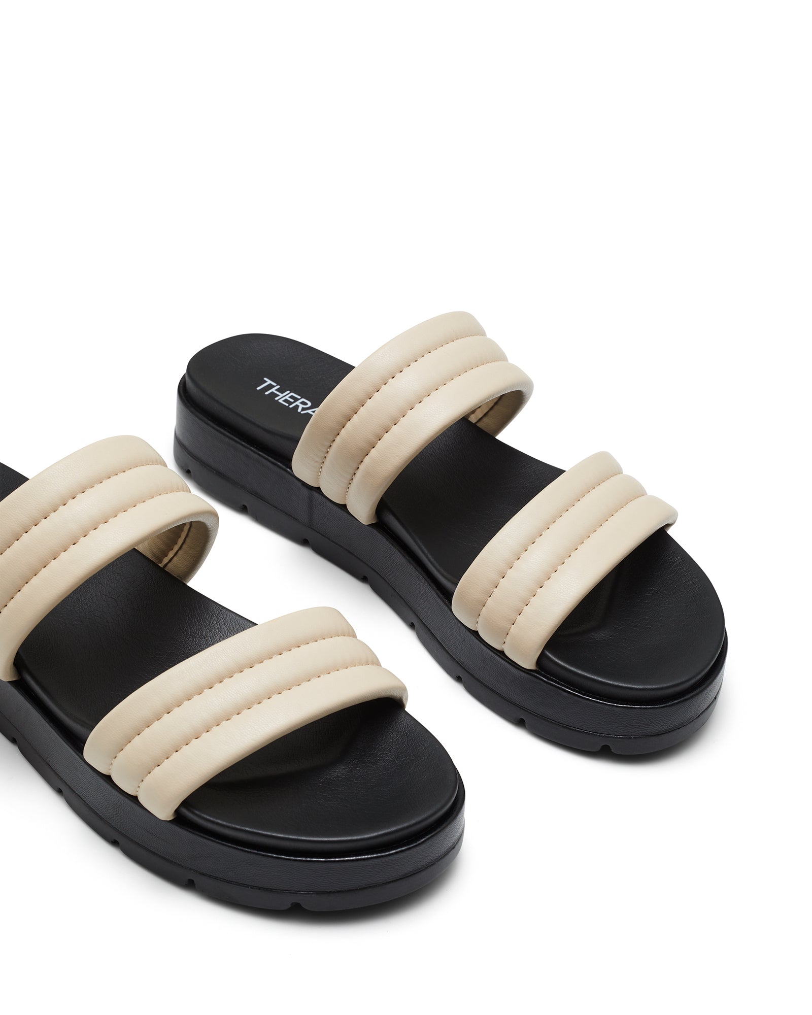 THERAPY Peta Platform Sandal Black Beige