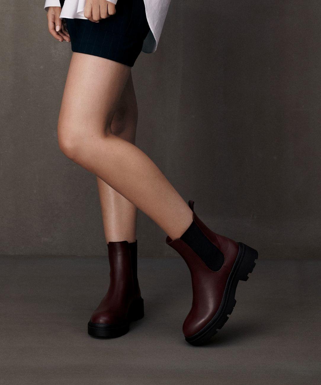 Therapy Shoes Threadbo Burgundy | Women's Boots | Ankle | Chunky | 90's