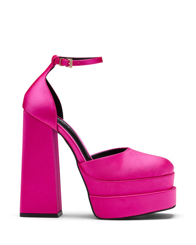 Therapy Shoes Viva Pink Satin | Women's Heels | Platform | High Block