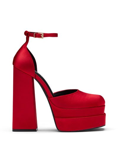 Therapy Shoes Viva Red Satin | Women's Heels | Platform | High Block