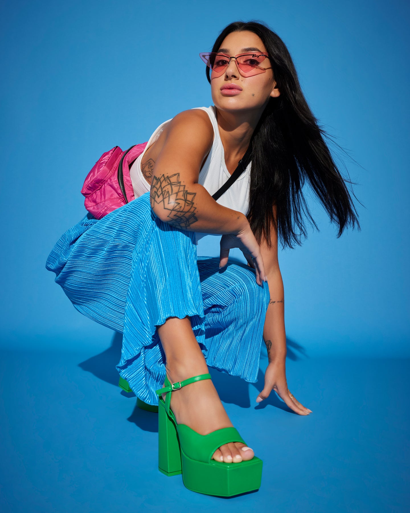 Green 2 inch heels sale